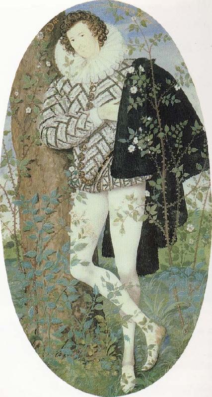 Nicholas Hilliard A Youth Leaning Against a Tree Among Roses France oil painting art